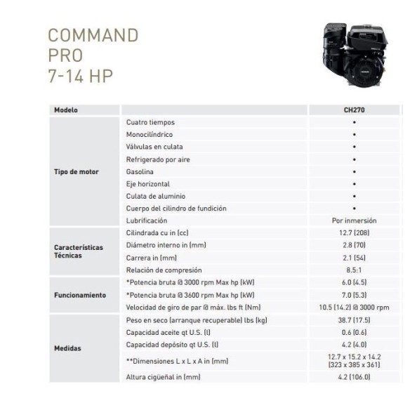 Virabrequim do motor Kohler CH270 19.04mm