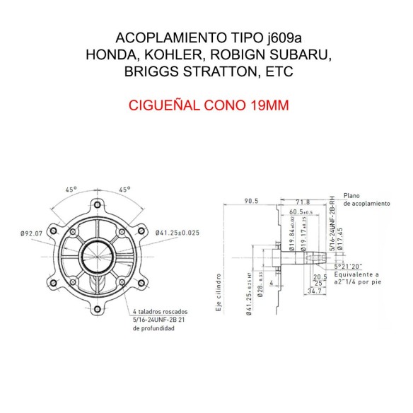 Gerador de acionamento manual de cone Kohler SH265 com motor de 19 mm