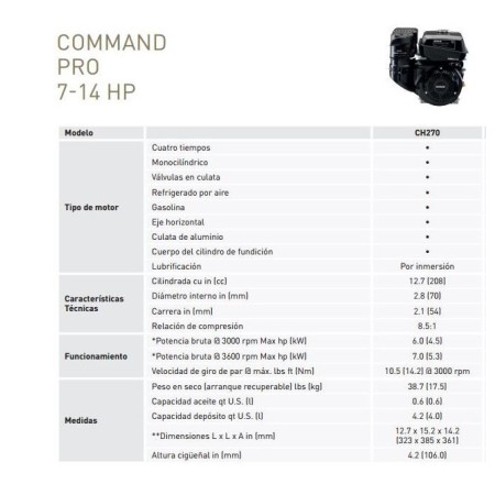 Motor Kohler CH270 Cilíndrico 19.04mm com...