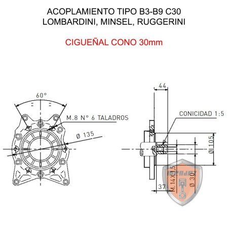 SYNCHRO-LICHTMASCHINE 3000 U/min DREIPHASIG 10 KVA KEGELKUPPLUNG 30 (LOMBARDINI-, RUGGERINI-, MINSEL-TYP)